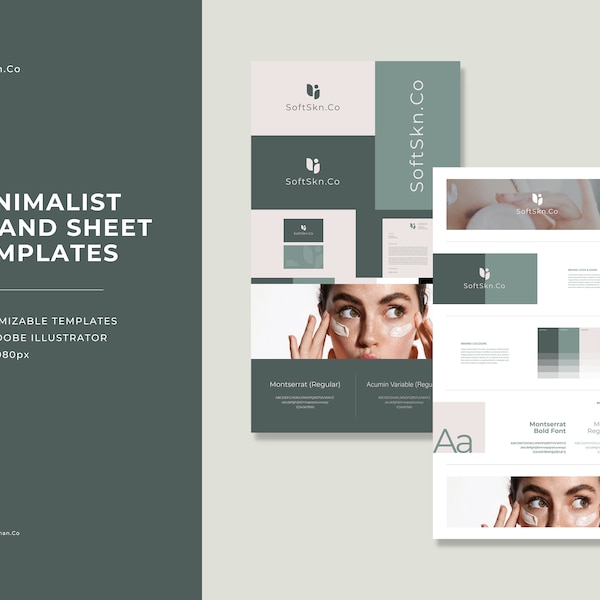 Brand Board Sheets Template | Adobe Illustrator | Brand Direction | Branding Kit | Brand Style Guide | SoftSkn