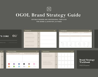OGOL - Plantilla de libro de trabajo de estrategia de marca / Adobe Illustrator / Kit de dirección de marca / Experto en branding