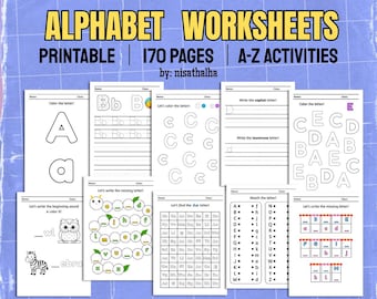 Alphabet Arbeitsblätter für die Vorschule und den Kindergarten｜170 Seiten｜Übungsblätter | Färbung