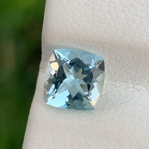 Natural Aquamarine Gemstone: 0.80 Carat Cushion Cut, Sky Blue