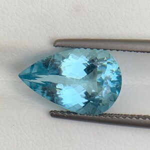Natural Aquamarine Pear Gemstone: 3.80 ct Faceted Stone, Brazil