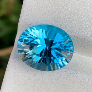 Natural Swiss Blue Topaz Beautiful Oval Faceted Cut Stone 10x12x7.5mm Loose Gemstone 6.35cts , Gemstone For Jewelry And Ring Making .