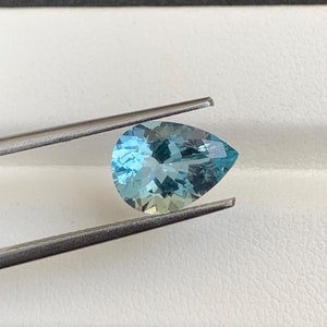 Natural Brazil Aquamarine Pear Gemstone: 2.10 Carat Faceted Stone