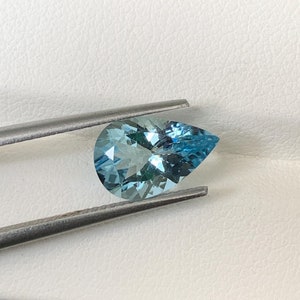 Natural Brazil Aquamarine Pear Gemstone: 1.75 Carat Faceted Stone