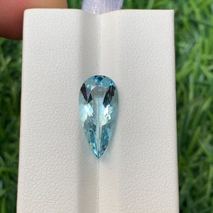 Natural Brazil Aquamarine Pear Cut Gemstone: 3.20 Carat Loose Stone
