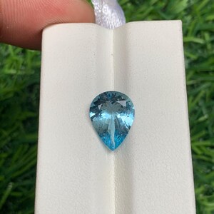 Natural Brazil Aquamarine Pear Gemstone: 2.60 Carat, 9x12x5mm