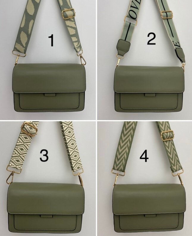 Sage Green Crossbody Bag With Changeable Bag Strap Hand Bag Makeup Bag Handbag Detachable Strap