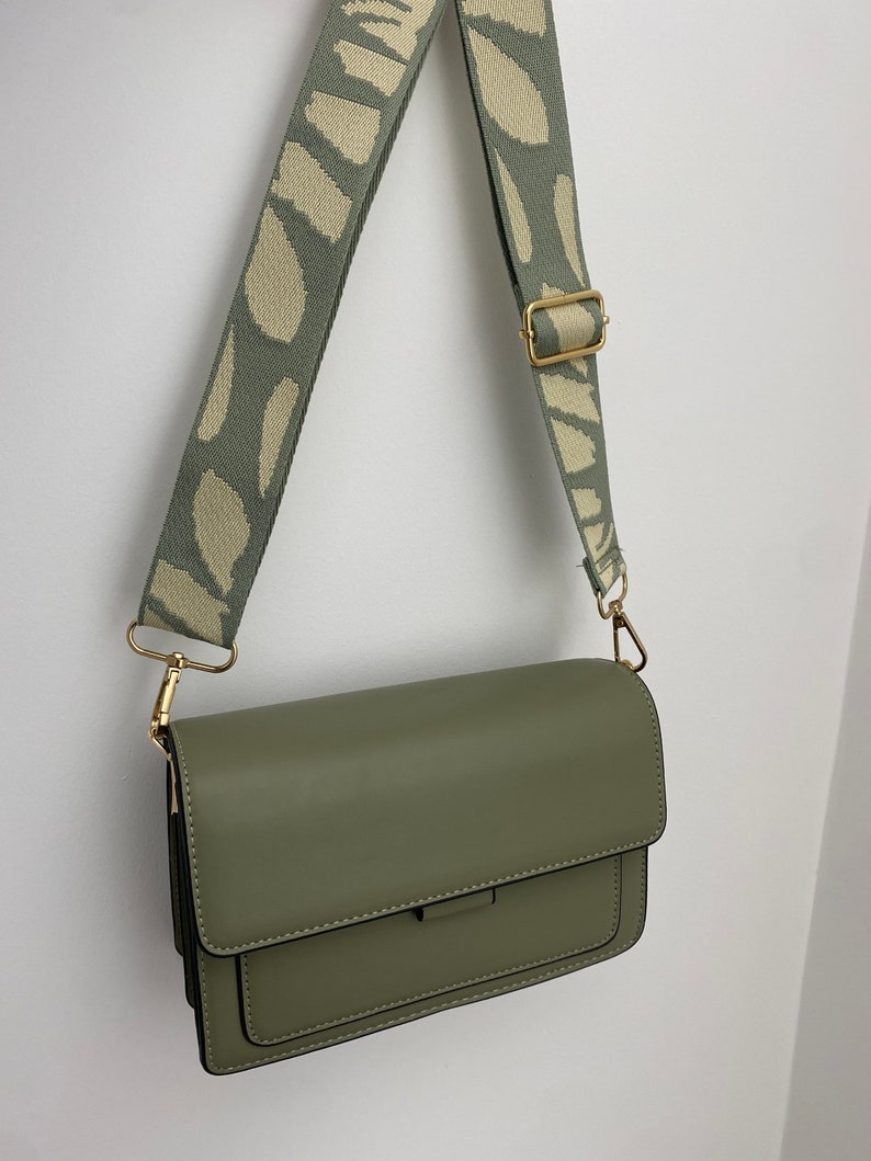 Sage Green Crossbody Bag With Changeable Bag Strap Hand Bag Makeup Bag