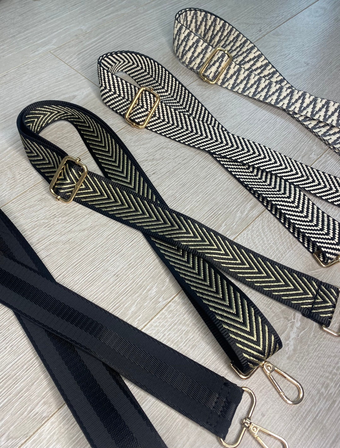 Black & Cream Bag Straps Crossbody Strap Changeable Bag Strap