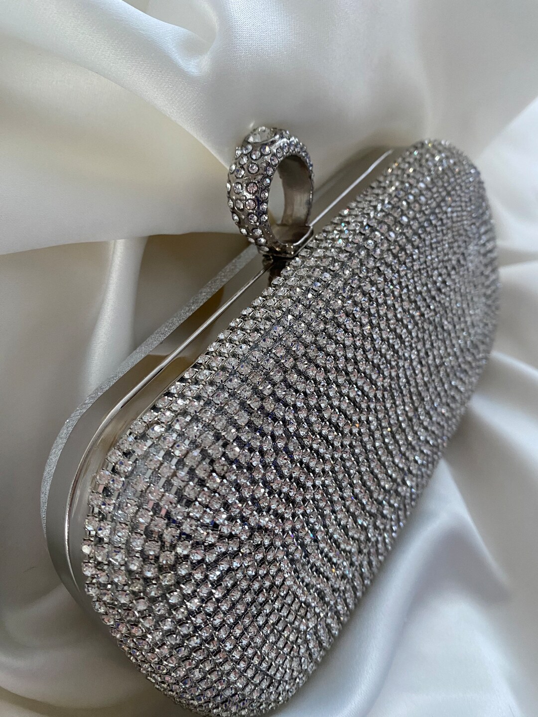 Silver Rhinestone Box Bag Gem Bride Handbag Clutch Bag - Etsy UK