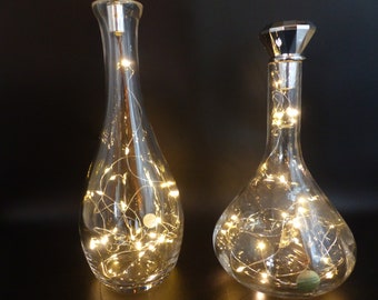 Luminária de mesa LED, luminária de garrafa feita à mão