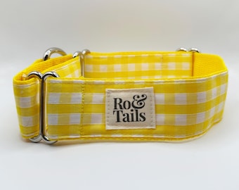 Martingale Dog Collar — Yellow Gingham — 38mm