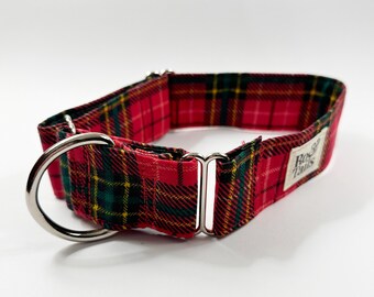 Martingale Dog Collar — Red Tartan — 38mm