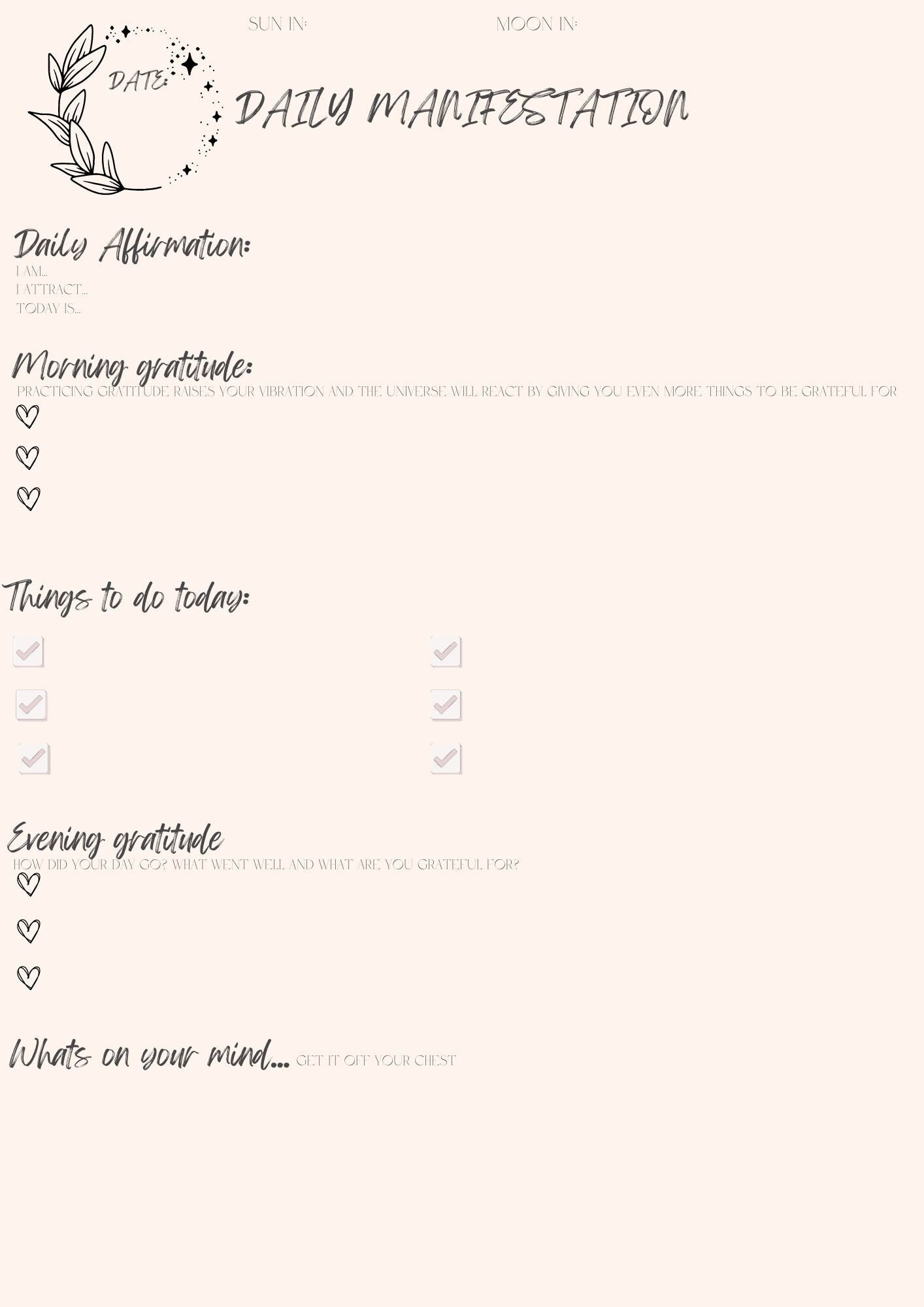 Daily Manifesting Template Etsy Daily Manifesting Template Etsy