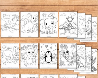 Printable Animal Coloring Page For Kids,  Educational coloring activities, Toddlers, Preschool, Kindergarten, Digital, Fun coloring page