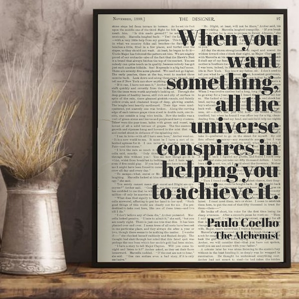 Impresión de citas de Paulo Coelho, cita de Paulo Coelho el alquimista, regalo de amante de los libros, impresión digital, impresión de citas de libros, arte de pared imprimible