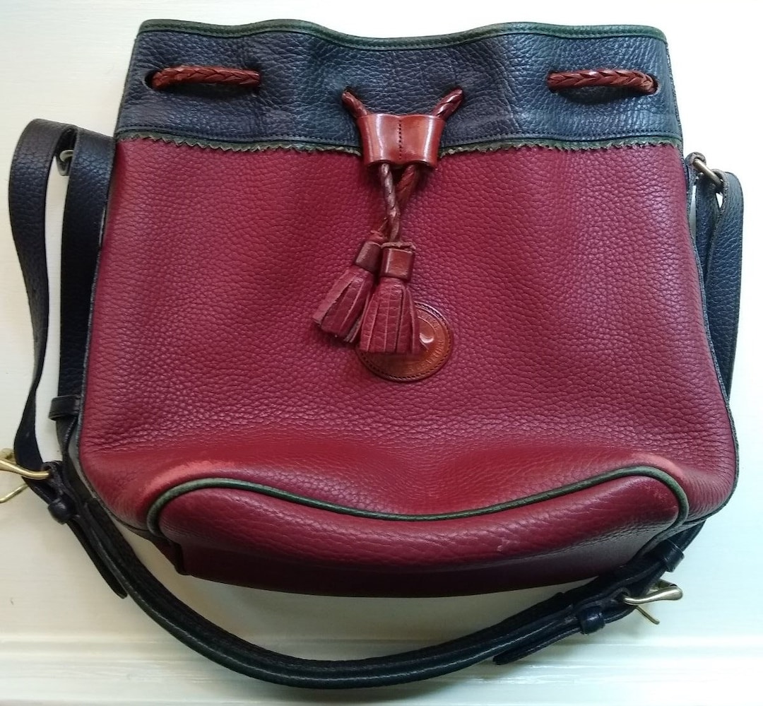 Vintage Dooney and Bourke Bucket Bag/purse, Maroon, Blue and Green Etsy