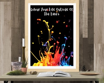 Color Your Life, druckbare Zitate, motivierender Druck, Wanddekor, Typografie Druck, digitaler Download, Digitaldrucke, Zitat, Wandkunst