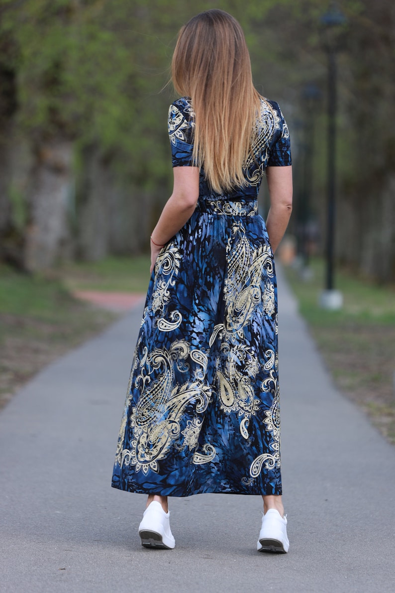 Women's long casual dress blue main image 0