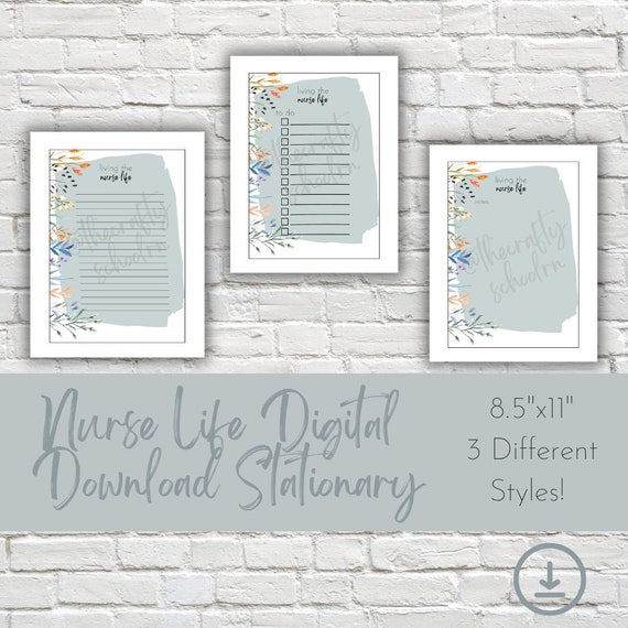 Nurse Life Digital Stationary Etsy