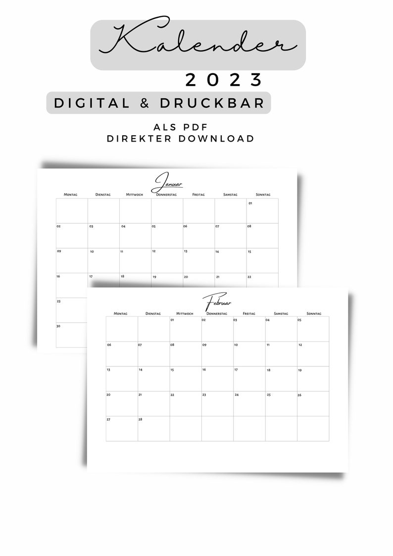 A6 A5 A4 Kalender 2023 Monatsübersicht Monatsplaner 2023 - Etsy