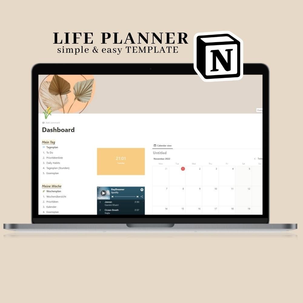 Notion Life Planner Template All in one Plan, Finance meals nutrition ...