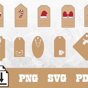 Christmas gift tags SVG bundle, Christmas tag laser file, Tag cut file, Printable tag template, Gift tag SVG