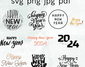 Happy New Year SVG Bundle, Cricut Cut Files (Digital Download)
