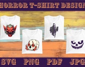 Horror T-Shirt Design SVG Bundle (svg, png, pdf)
