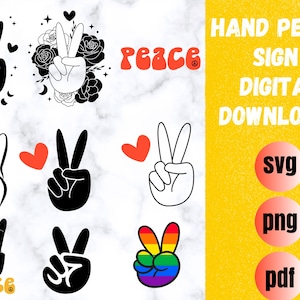 Hand Peace Sign SVG, Cut File for Cricut, Silhouette, Line Drawing Peace svg,Peace Hand SVG, Peace Sign, Hand Symbol, Peace SVG Clipart