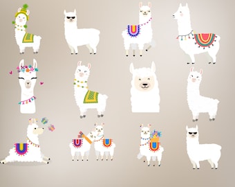 Llama SVG Clipart Bundle, Alpaca Graphics (Digital Download)