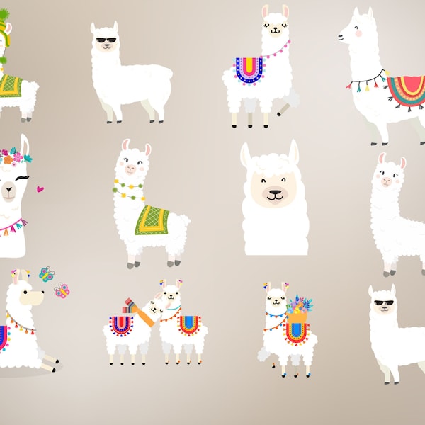 Llama SVG Bundle, Cute Llama SVG, Alpaca SVG, Llama png, digital gile , instant download.