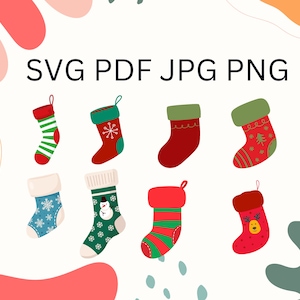 christmas stocking, christmas png, stocking svg, clipart files, christmas stocking svg bundle, svg bundle, instant download.