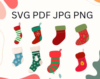 Christmas Stocking SVG Bundle, Clipart Files (Digital Download)