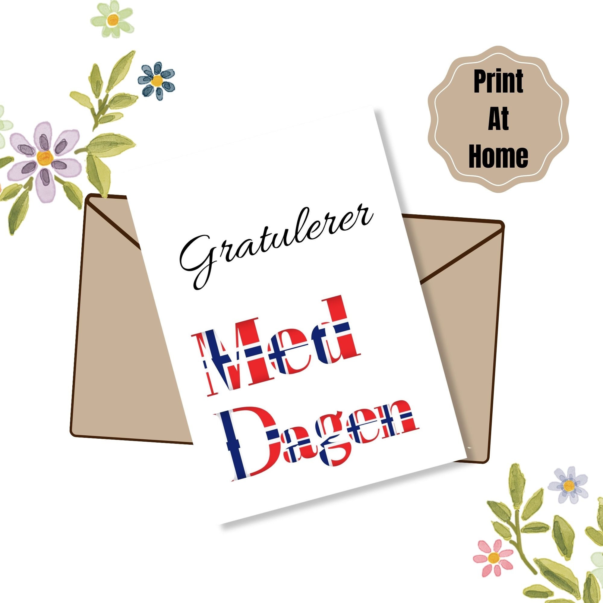 Norwegian Flag Birthday Card, Birthday Card for Norwegian Friend, Gratulerer  Med Dagen, Ecard Birthday Card, Norway Prints, Digital Cards - Etsy, image size:2000x2000