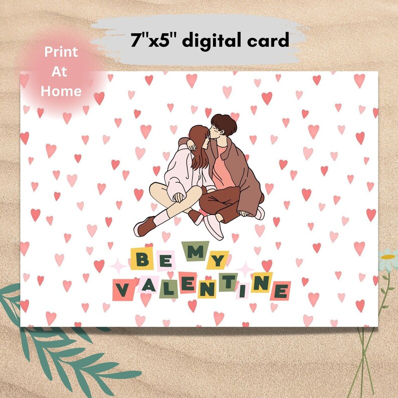 Printable Valentine's Day Card for Boyfriend Be My Valentine Hug and ...