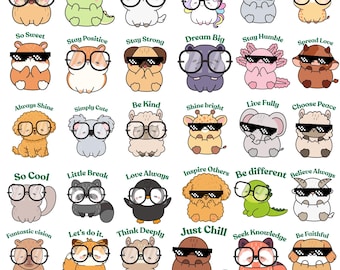Farm Animals Wearing Glasses SVG Bundle – 30 Designs with Quotes (Digital Download)
