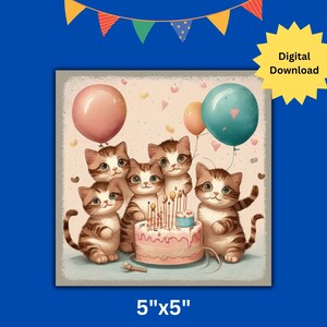 Cat Birthday Card Printable Happy Birthday Cat Card Cat - Etsy