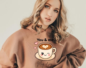 You & Me Coffee Cup Hoodie | Cute Kawaii Coffee Illustration
