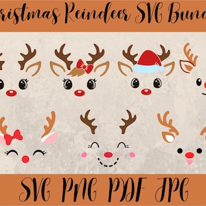 Reindeer SVG, Girl Reindeer svg, Boy Reindeer svg Christmas Reindeer SVG Bundle, Cute Reindeer Outline SVG, Digital Download