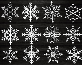 Snowflake SVG Bundle, Christmas Ornaments, Winter Clipart (Digital Download)