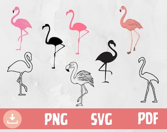 Pink Flamingo SVG Bundle, Clipart Cut Files (Digital Download)