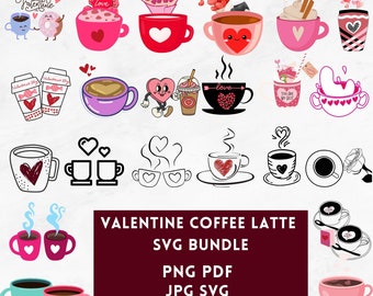 Valentine Coffee Latte SVG-bundel (digitale download)