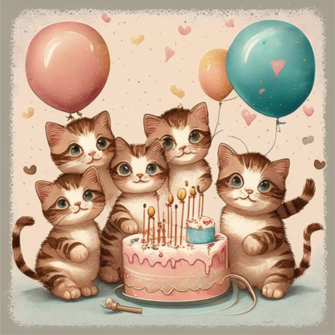 Cat Birthday Card, Printable Happy Birthday Cat Card, Cat Lovers Card ...
