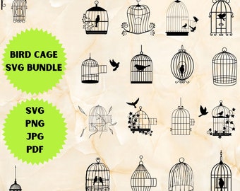 Ornate Bird Cage SVG Bundle, Elegant Wrought Iron Design (Digital Files)