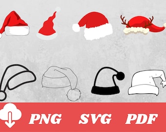 Christmas Hat SVG Bundle, Clipart Cut Files (png, pdf, jpeg, ai)
