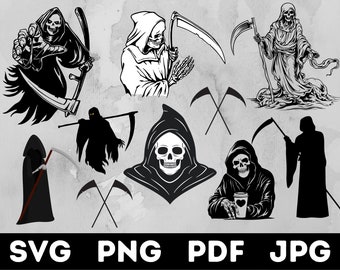 Grim Reaper Silhouette, Halloween Vector Bundle (svg, png, pdf, jpg)