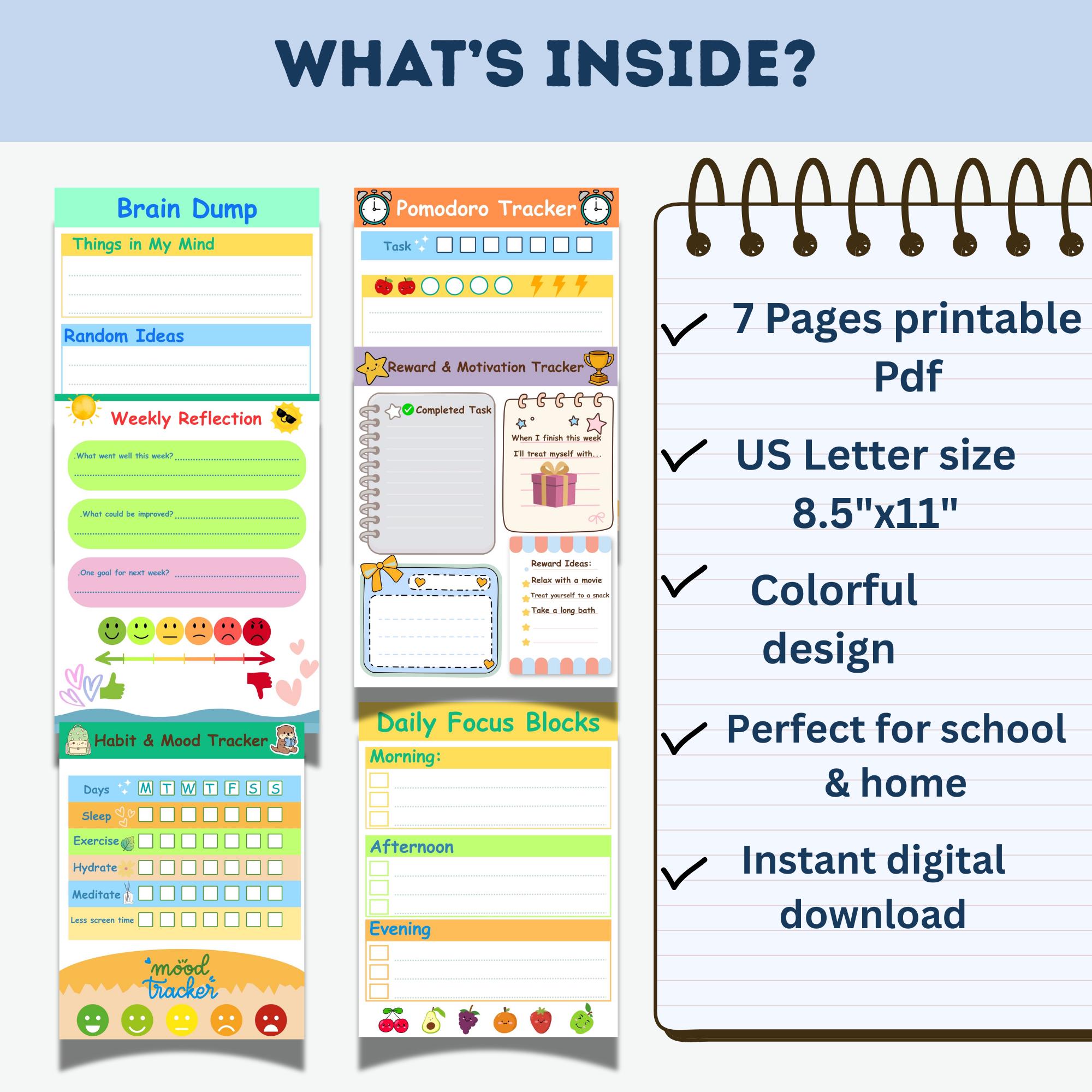 ADHD Planner for Kids | Focus & Flow, Executive Function (digital ...