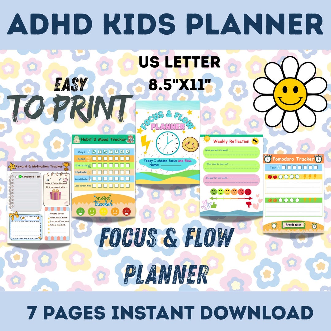 ADHD Planner for Kids | Focus & Flow, Executive Function (digital ...