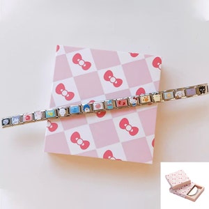 Italian Charms Bracelet, Cute Cartoon Bracelet, Classic 9mm size, Custom Bracelet, Charm Links, Valentine&#39;s Day Gift for her, Bracelet Gift